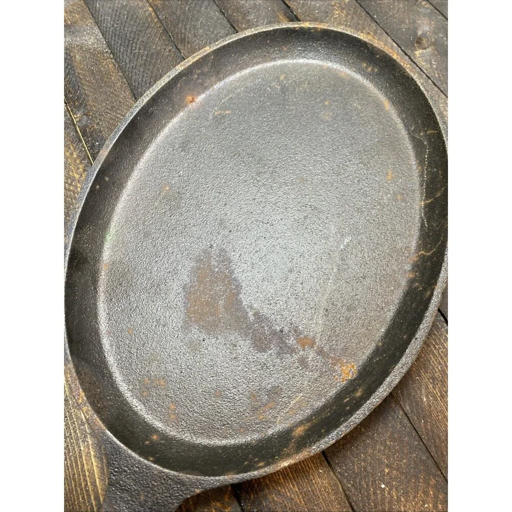 Cast Iron Oval Griddle Fajita Pan Skillet With handle 9 X 7in